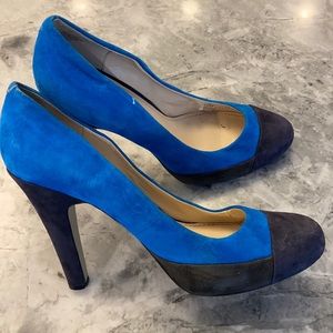 Anne Klein two tone/color-block suede platforms